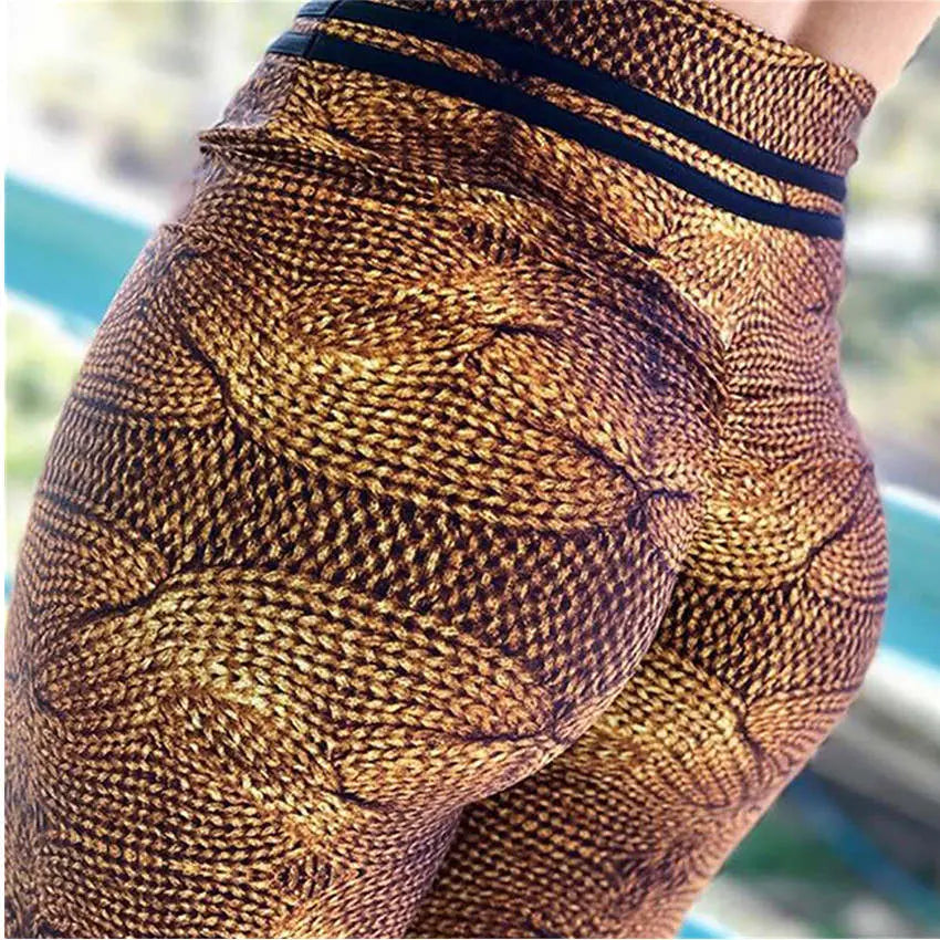 High Waist Mahogany Print Fitness Leggings - GLR SHOPPING