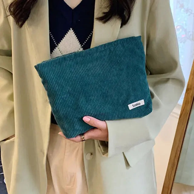 Corduroy Travel Cosmetic Bag - GLR SHOPPING