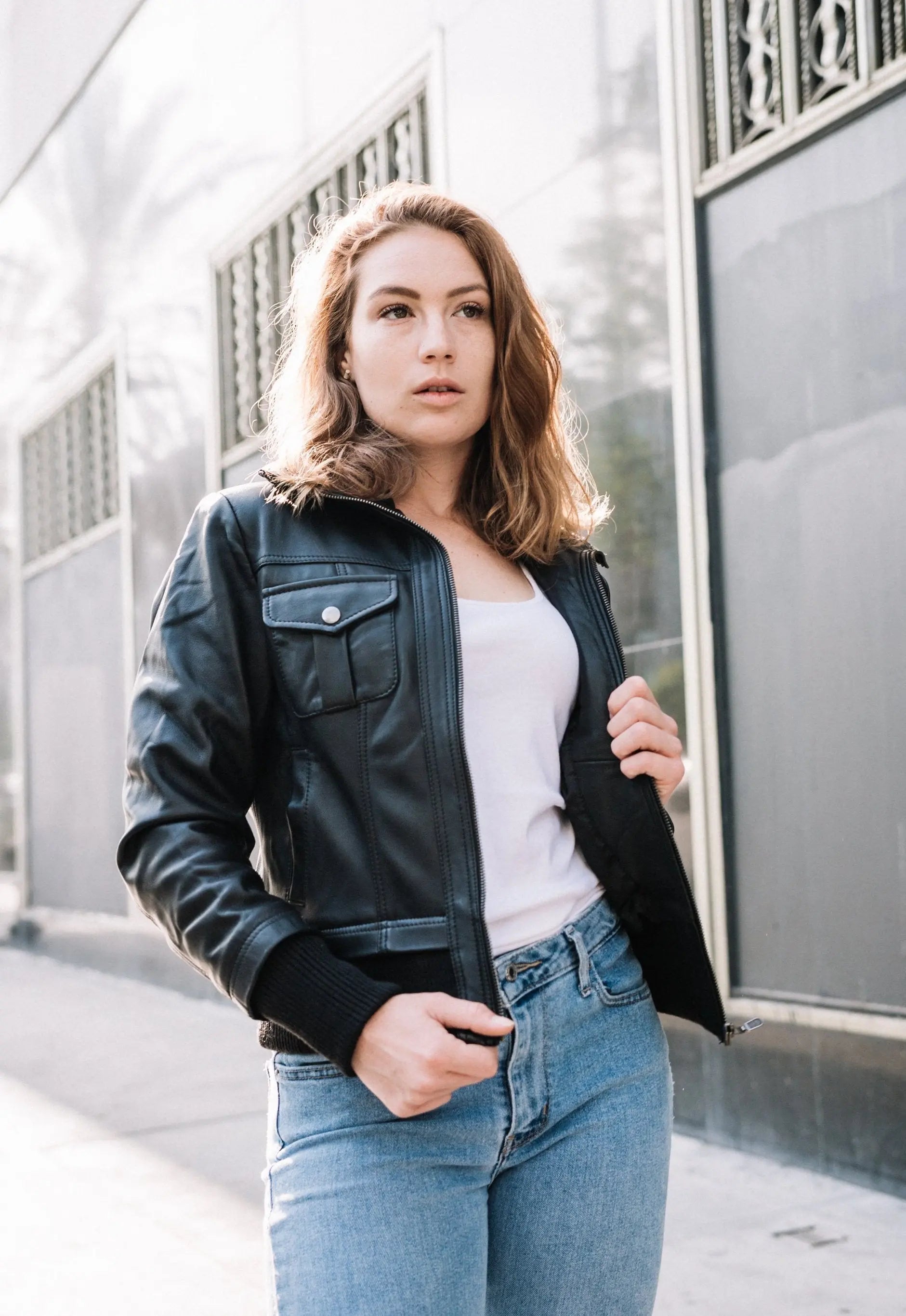 Bailey Womens Leather Bomber Jacket - GLR SHOPPING